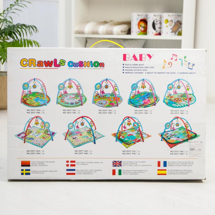 Развивающий коврик с дугами «Путешествие», 5 игрушек + безопасное зеркальце