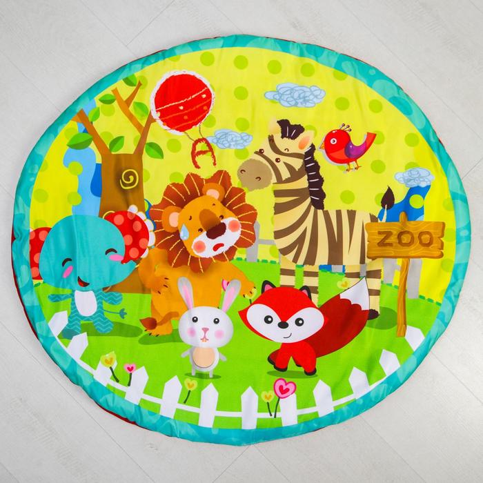 Развивающий коврик с дугами «Зоопарк», 5 игрушек + безопасное зеркальце