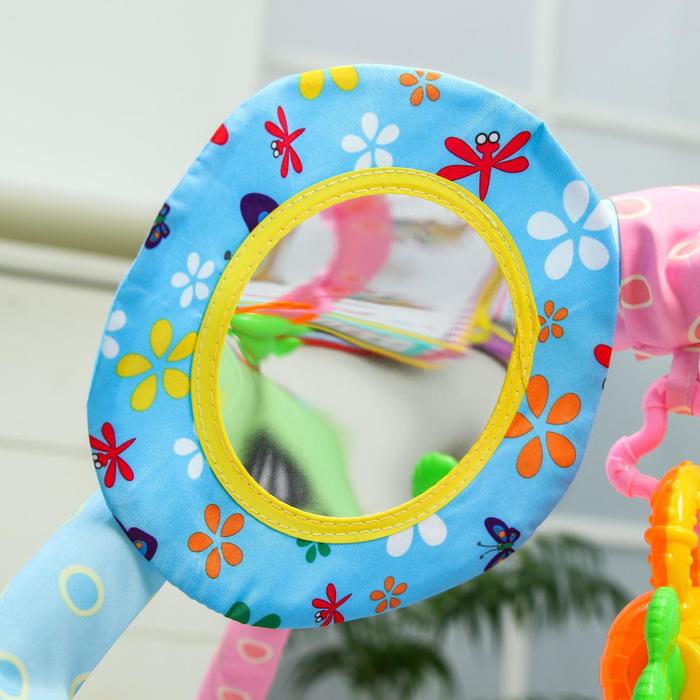 Развивающий коврик с дугами «Черепашка», 5 игрушек + безопасное зеркальце