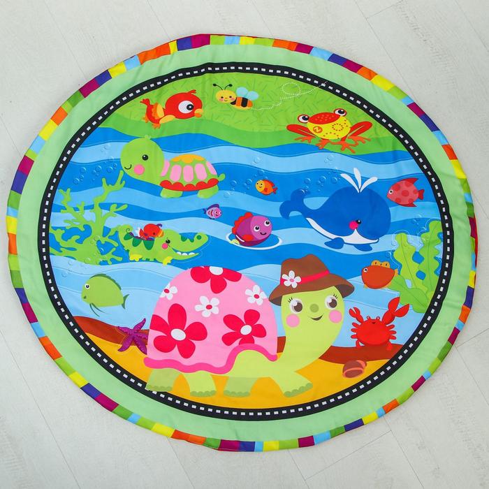 Развивающий коврик с дугами «Черепашка», 5 игрушек + безопасное зеркальце