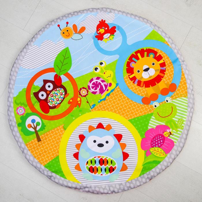 Развивающий коврик с дугами «Ёжик и друзья», 5 игрушек + безопасное зеркальце