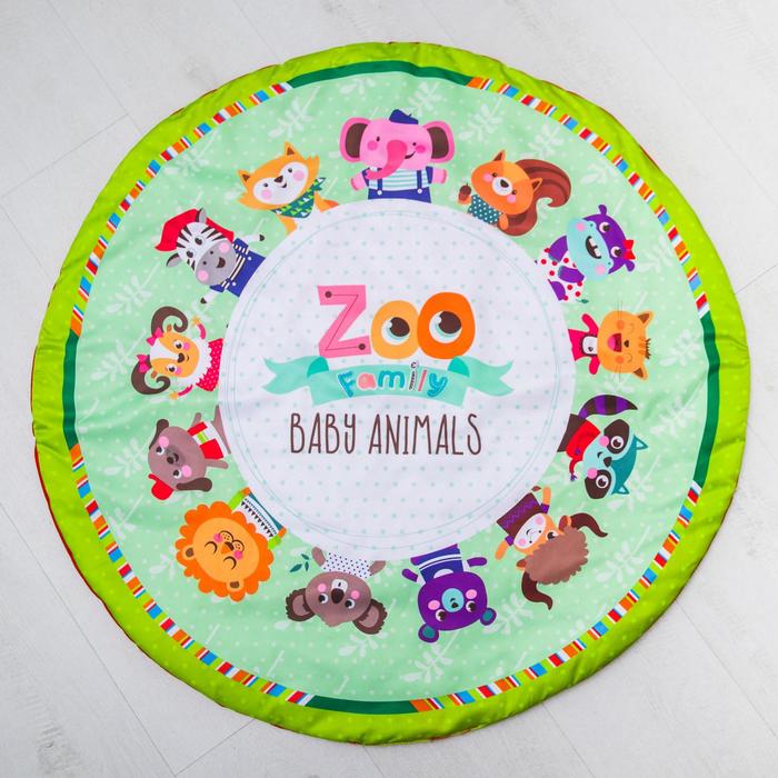 Развивающий коврик с дугами «Весёлые животные», 5 игрушек + безопасное зеркальце