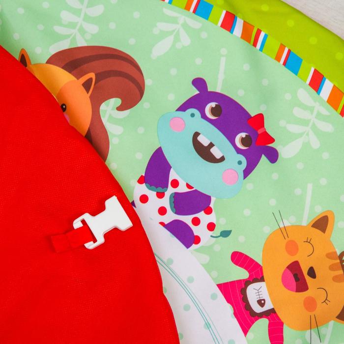 Развивающий коврик с дугами «Весёлые животные», 5 игрушек + безопасное зеркальце