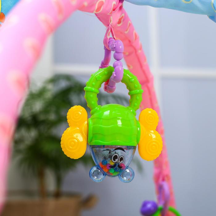 Развивающий коврик с дугами «Слонёнок», 5 игрушек + безопасное зеркальце