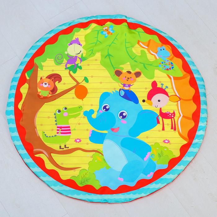 Развивающий коврик с дугами «Слонёнок», 5 игрушек + безопасное зеркальце