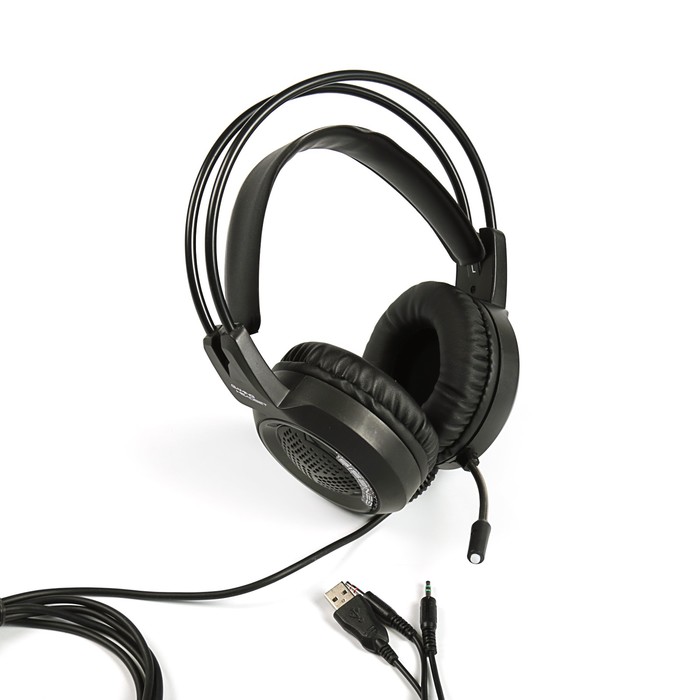 Гарнитура Qumo Genesis, стереогарнитура, подсветка, интерфейс USB + 3.5 jack