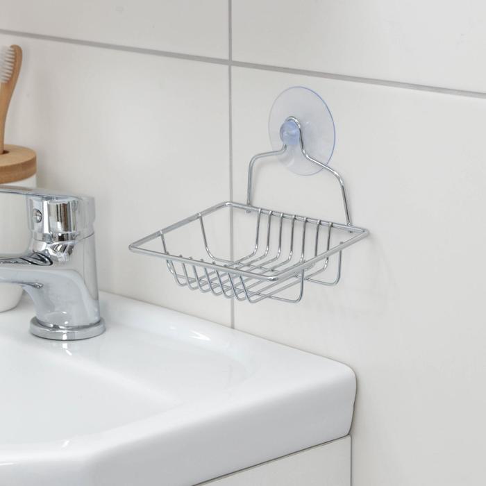 Мыльница прямоугольная на присосках 12,5х9х9 см