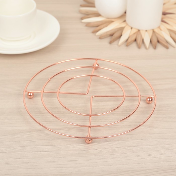 Подставка под горячее круглая на ножках 18х18х1 см, цвет медь