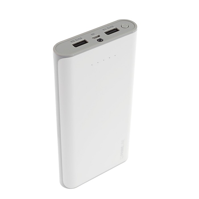 Аккумулятор внешний Prime Line, 20000 мАч, 2.5A, Li-Pol, белый