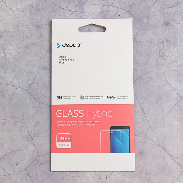 Защитное стекло Deppa Hybrid, для Apple iPhone 6/6S Plus, прозрачное
