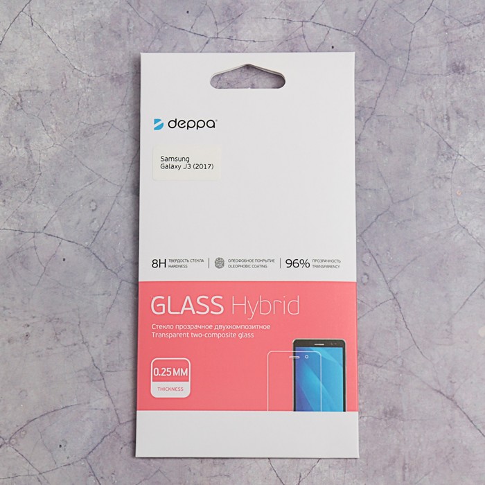 Защитное стекло Deppa Hybrid, для Samsung Galaxy J3 (2017), прозрачное