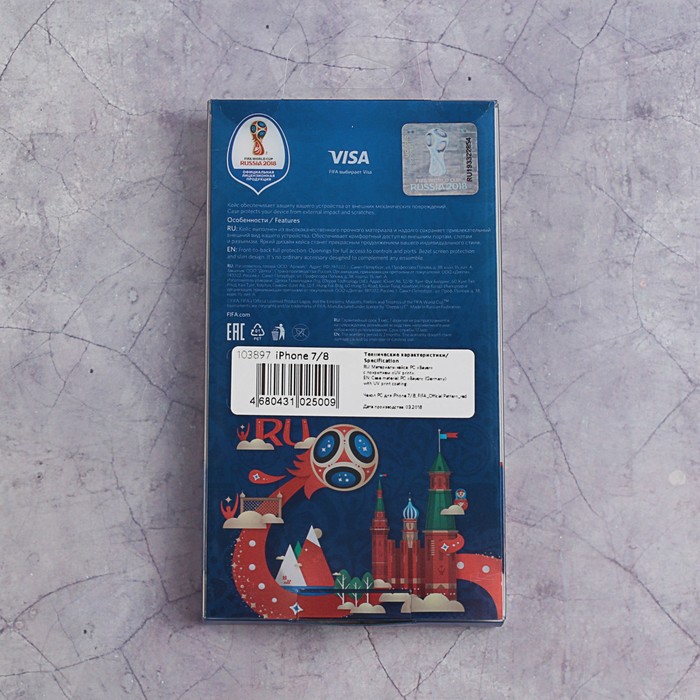 Чехол FIFA WORLD CUP RUSSIAN 2018, iPhone 7/8, soft-touch