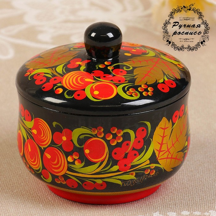 Чайница "Хохлома.Премиум" 6х8 см, высшая категория