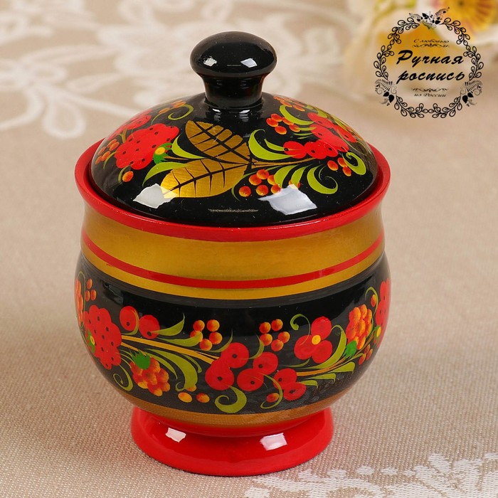 Чайница "Хохлома.Премиум" 8х7 см, высшая категория