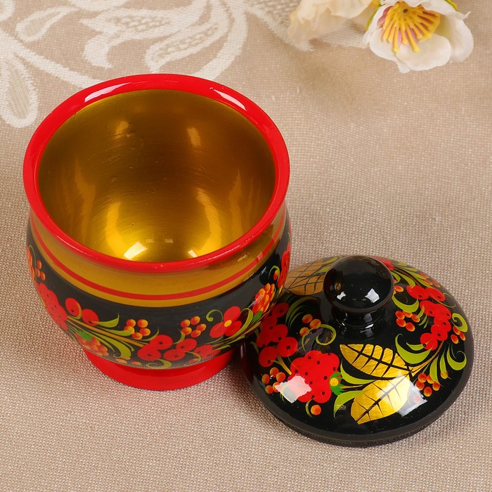 Чайница "Хохлома.Премиум" 8х7 см, высшая категория