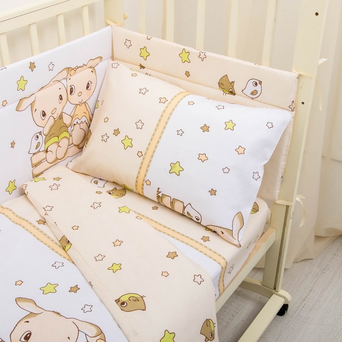 Комплект в кроватку 4 пр. "Друзья", цвет бежевый, бязь, хл100%