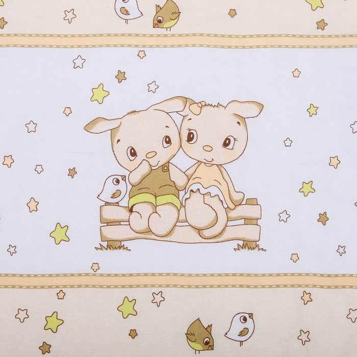 Комплект в кроватку 4 пр. "Друзья", цвет бежевый, бязь, хл100%