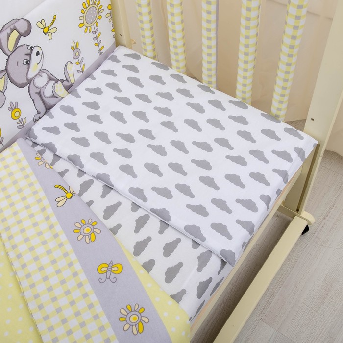 Комплект в кроватку 6 пр. "Лето", цвет жёлтый/серый, бязь, хл100%