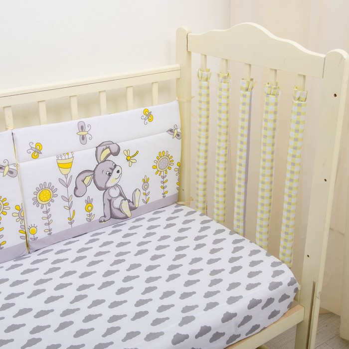 Комплект в кроватку 6 пр. "Лето", цвет жёлтый/серый, бязь, хл100%