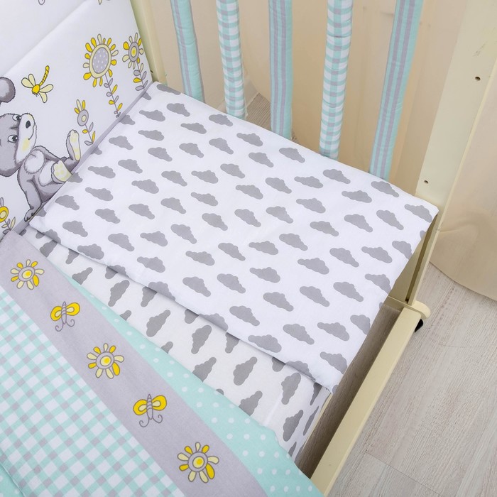 Комплект в кроватку 6 пр. "Лето", цвет зелёный/серый, бязь, хл100%