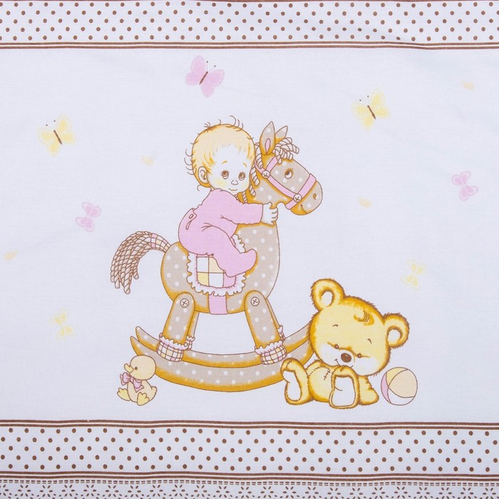 Комплект в кроватку 6 пр. "Моя лошадка", цвет розовый, бязь, хл100%