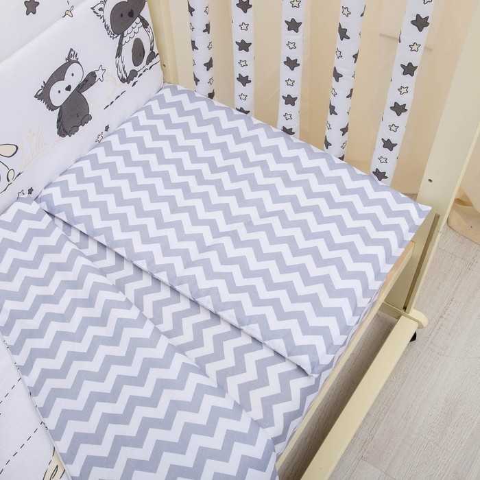 Комплект в кроватку 6 пр. "Лесные друзья", цвет серый, бязь, хл100%