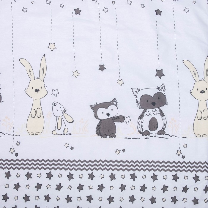 Комплект в кроватку 6 пр. "Лесные друзья", цвет серый, бязь, хл100%