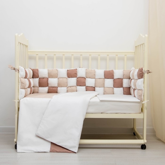 Комплект в кроватку 6 пр. "Пастила", цвет кофейный, бязь, хл100%