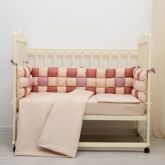 Комплект в кроватку 6 пр. "Пастила", цвет ягодный, бязь, хл100%