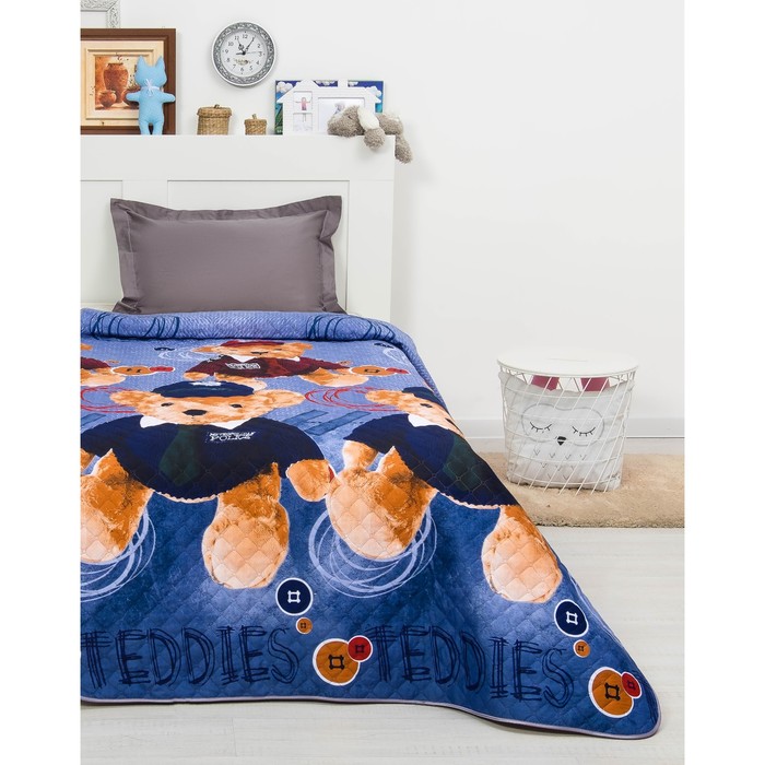 Покрывало АДЕЛЬ "Тедди" (син) ультрастеп 140*200, полисатин 100% п/э