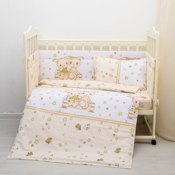 Бортик защитный "Друзья" (40х60 - 2 части, 40х120 - 2 части), бежевый