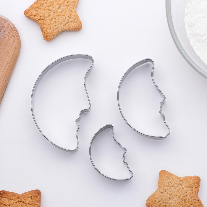 Набор форм для вырезания печенья 7х4,5х1,5 см "Месяц", 3 шт