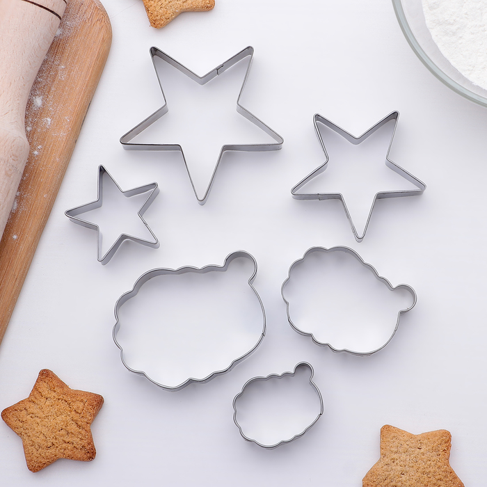 Набор форм для вырезания печенья 7х7х1,5 см "Звезда и облачко", 6 шт