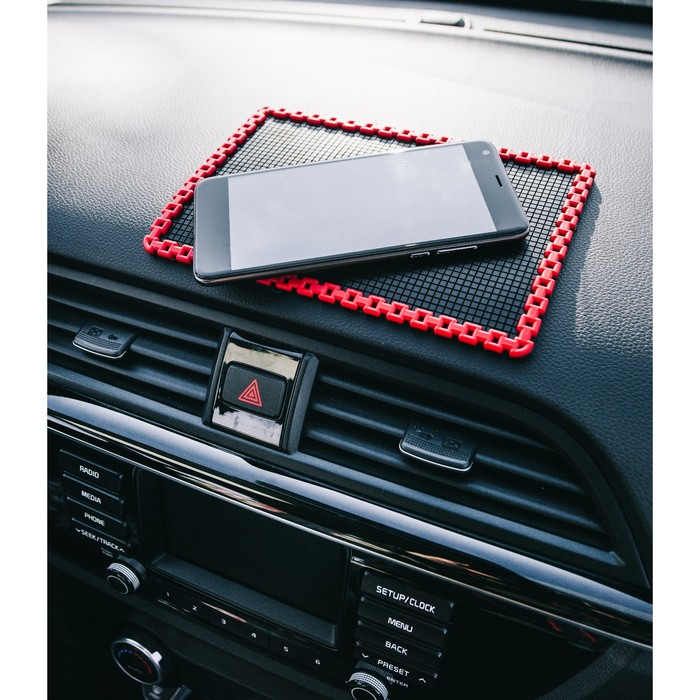 Коврик противоскользящий TORSO, 14х19см, черный с красным бортиком