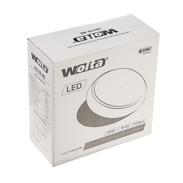 Светильник светодиодный WOLTA, 12 Вт, 6500K, круг, LCL12-RC
