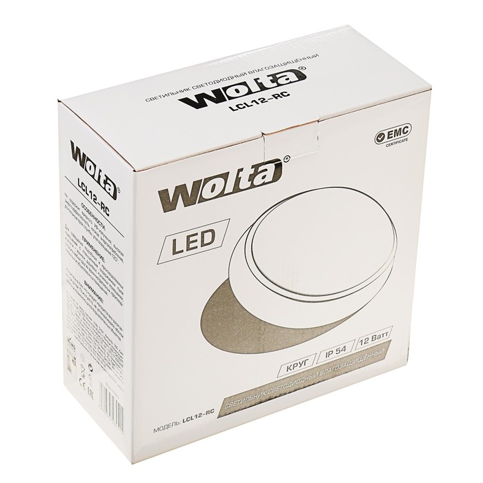 Светильник светодиодный WOLTA, 12 Вт, 6500K, круг, LCL12-RC