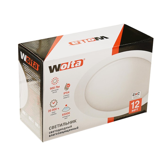 Светильник светодиодный WOLTA, 12 Вт, 6500K, овал, LCL12-OC