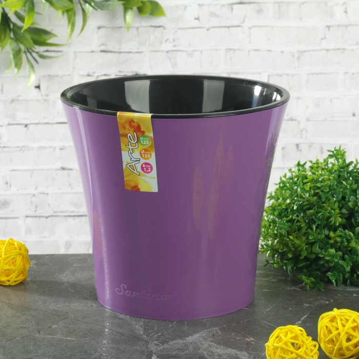 Горшок 1,2 л "Арте" цвет аметист-черный