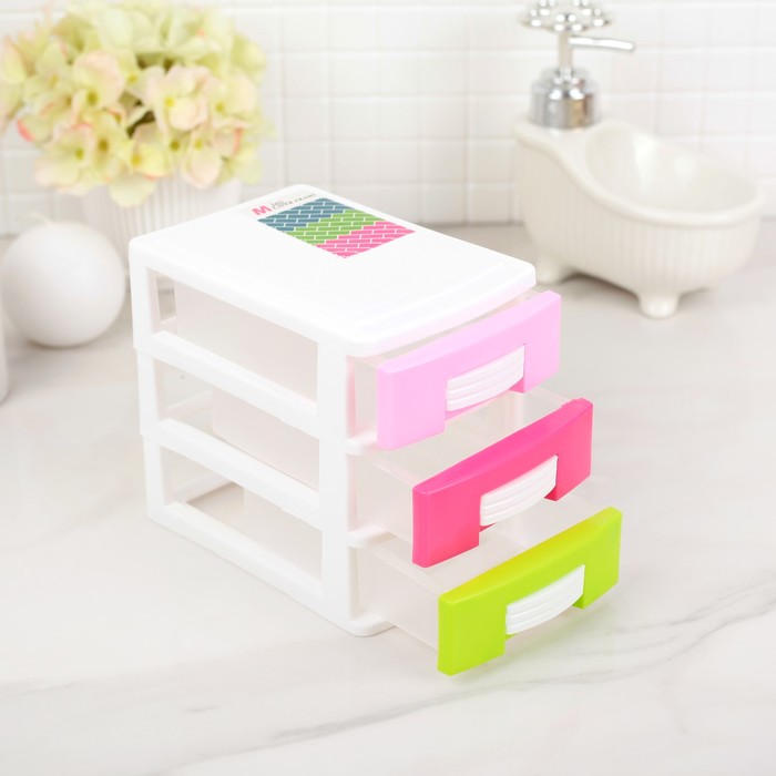 Мини-комод для мелочей 3 секции 13х9х12 см, цвет МИКС