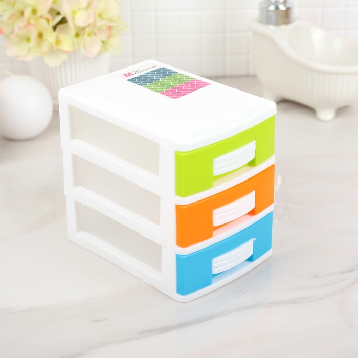 Мини-комод для мелочей 3 секции 13х9х12 см, цвет МИКС