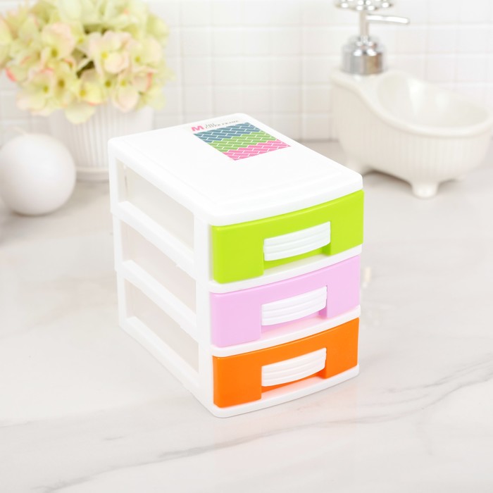 Мини-комод для мелочей 3 секции 13х9х12 см, цвет МИКС