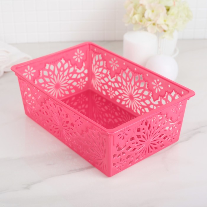 Корзина для хранения 24х16х8 см "Кружева", цвета МИКС 1267099