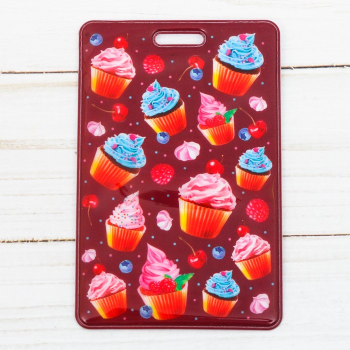 Чехол для бейджа и карточек "Кексы", 6,5 х 10 см