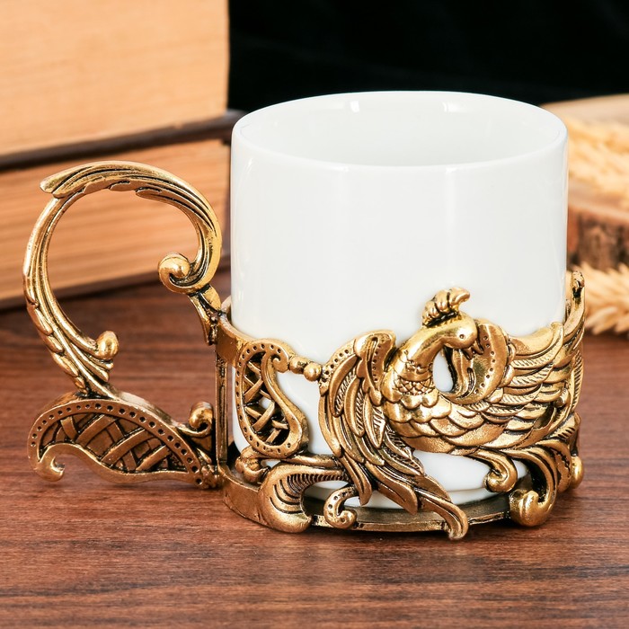 Кружка с металлическим декором "Птица", 70 мл