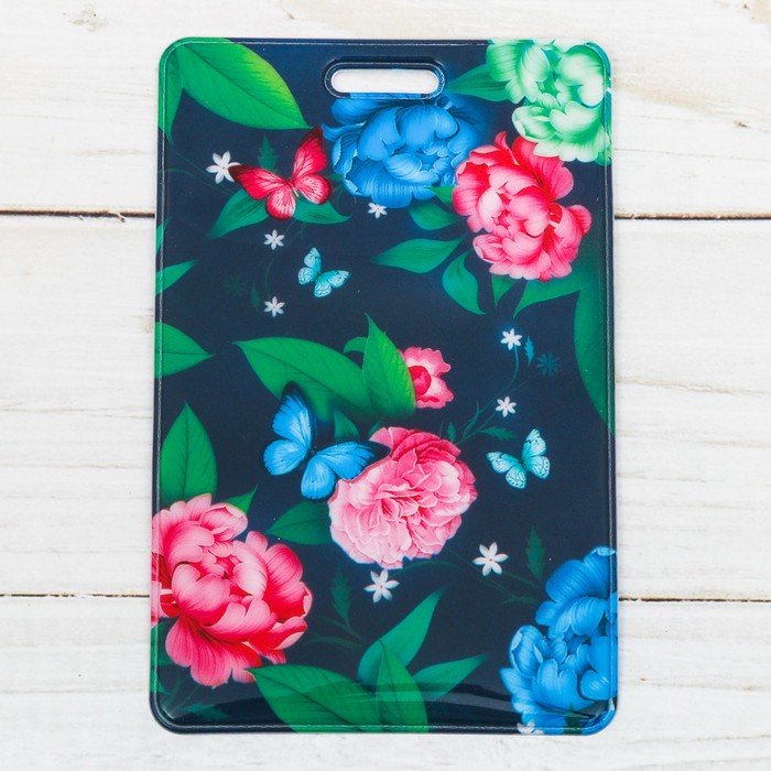 Чехол для бейджа и карточек "Цветы", 6,5 х 10 см