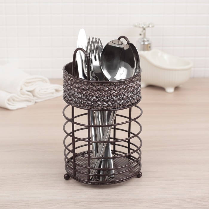 Сушилка для столовых приборов "Плетенка" 11х11х20 см, круглая