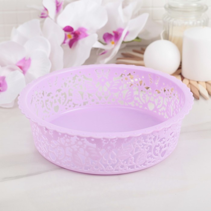 Корзина для хранения 21,7х21,7х6 см "Бабочки", цвет МИКС