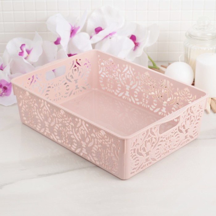 Корзина для хранения 30х21х8,5 см "Узор", цвета МИКС