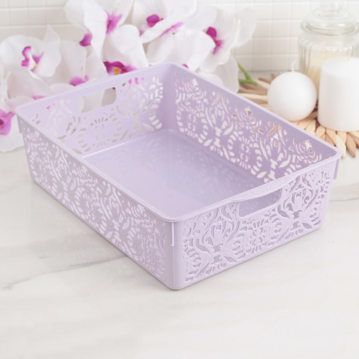 Корзина для хранения 30х21х8,5 см "Узор", цвета МИКС