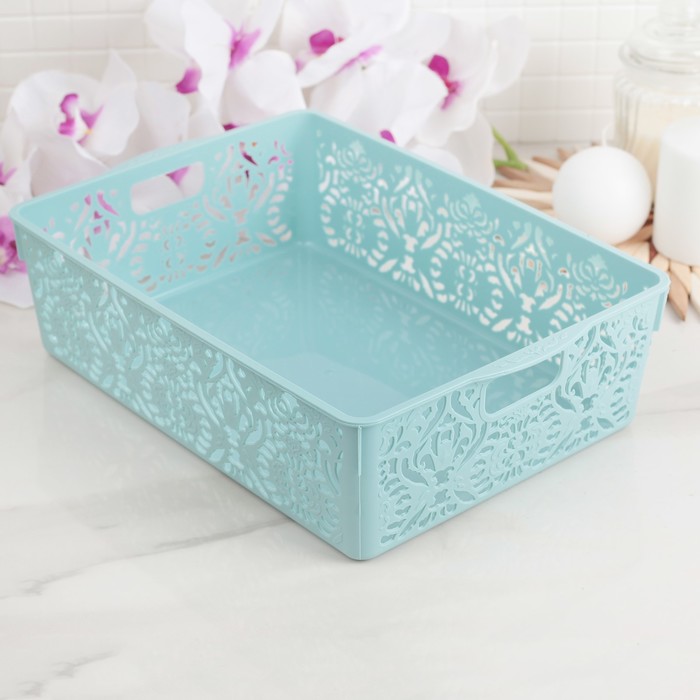 Корзина для хранения 30х21х8,5 см "Узор", цвета МИКС